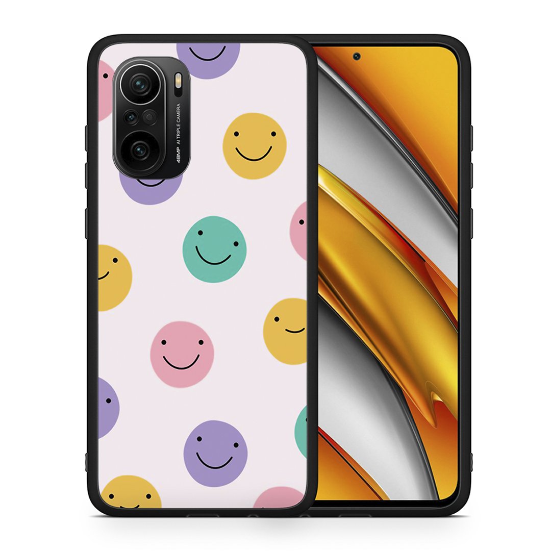 Θήκη Xiaomi Poco F3 Smiley Faces από τη Smartfits με σχέδιο στο πίσω μέρος και μαύρο περίβλημα | Xiaomi Poco F3 Smiley Faces case with colorful back and black bezels
