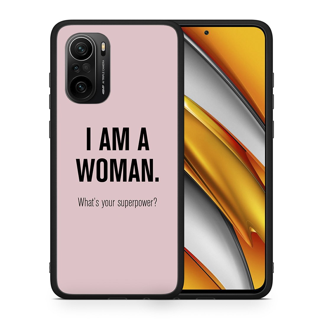 Θήκη Xiaomi Poco F3 Superpower Woman από τη Smartfits με σχέδιο στο πίσω μέρος και μαύρο περίβλημα | Xiaomi Poco F3 Superpower Woman case with colorful back and black bezels