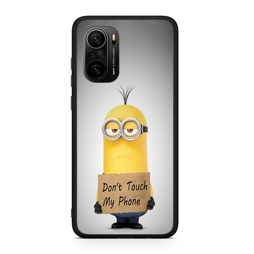 Xiaomi Poco F3 Minion Text θήκη από τη Smartfits με σχέδιο στο πίσω μέρος και μαύρο περίβλημα | Smartphone case with colorful back and black bezels by Smartfits