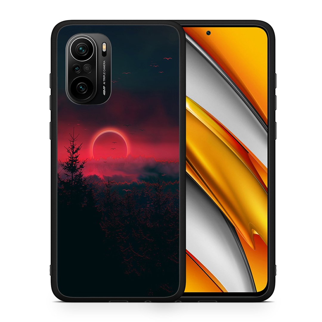 Θήκη Xiaomi Poco F3 Sunset Tropic από τη Smartfits με σχέδιο στο πίσω μέρος και μαύρο περίβλημα | Xiaomi Poco F3 Sunset Tropic case with colorful back and black bezels