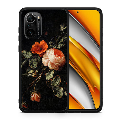 Θήκη Xiaomi Poco F3 Vintage Roses από τη Smartfits με σχέδιο στο πίσω μέρος και μαύρο περίβλημα | Xiaomi Poco F3 Vintage Roses case with colorful back and black bezels