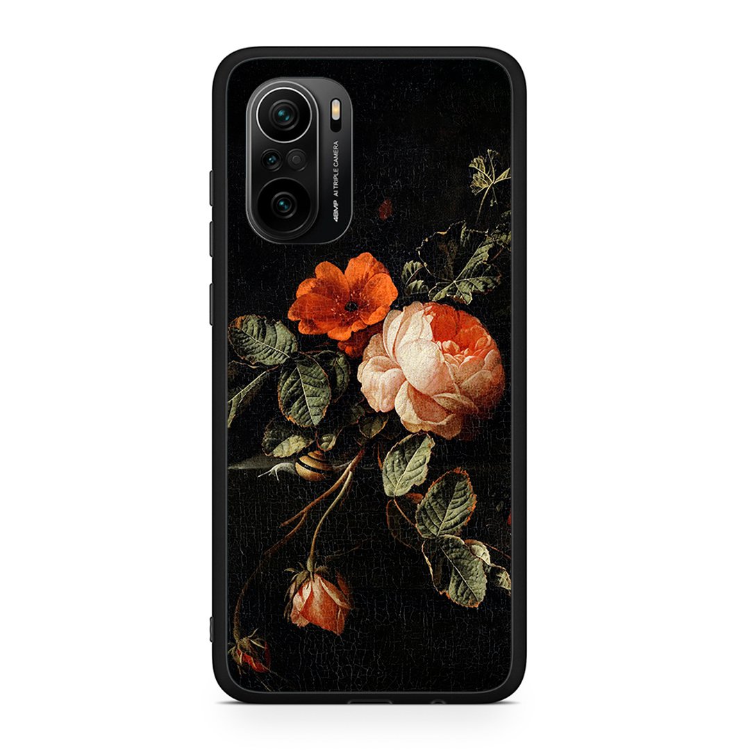 Xiaomi Poco F3 Vintage Roses θήκη από τη Smartfits με σχέδιο στο πίσω μέρος και μαύρο περίβλημα | Smartphone case with colorful back and black bezels by Smartfits