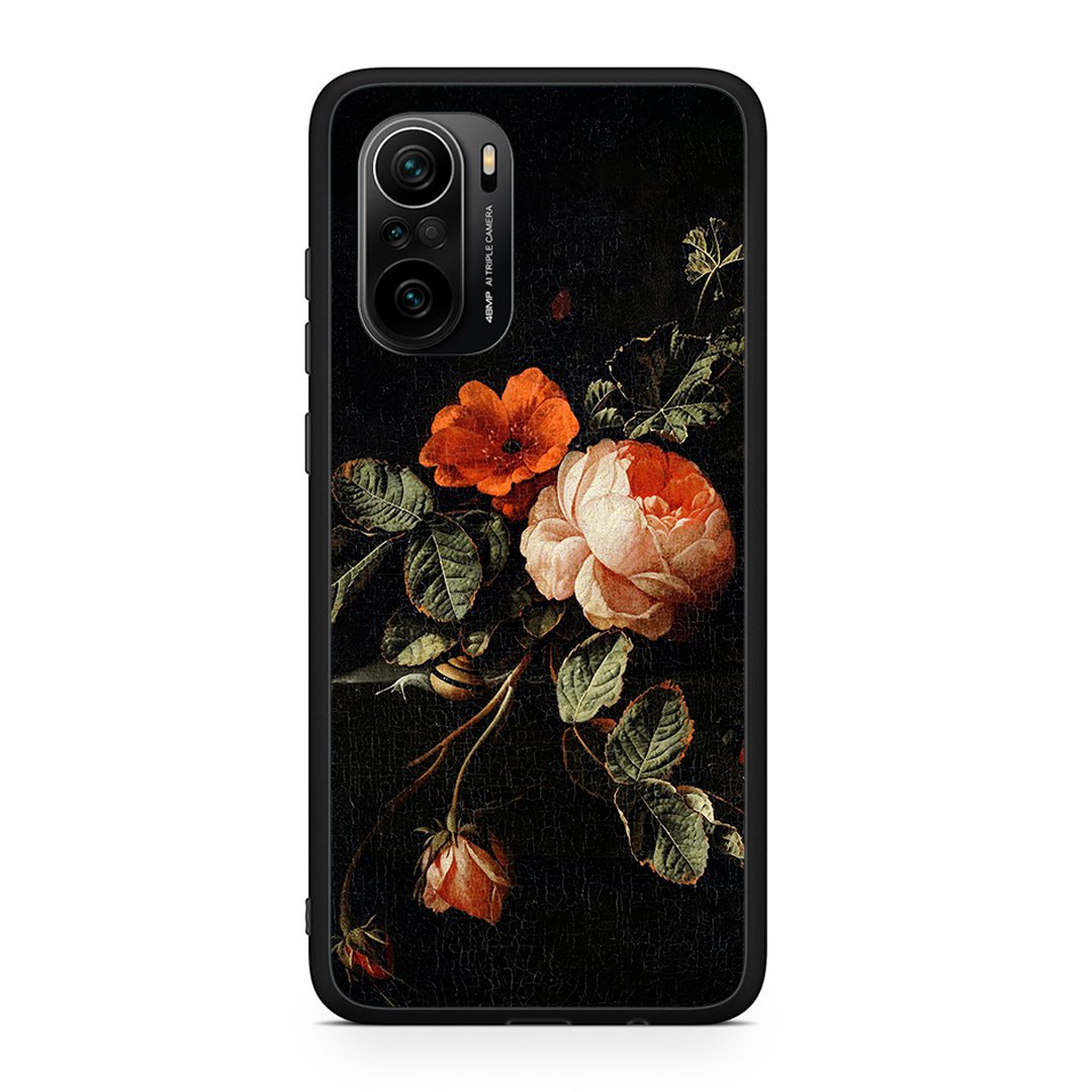 Xiaomi Mi 11i Vintage Roses θήκη από τη Smartfits με σχέδιο στο πίσω μέρος και μαύρο περίβλημα | Smartphone case with colorful back and black bezels by Smartfits