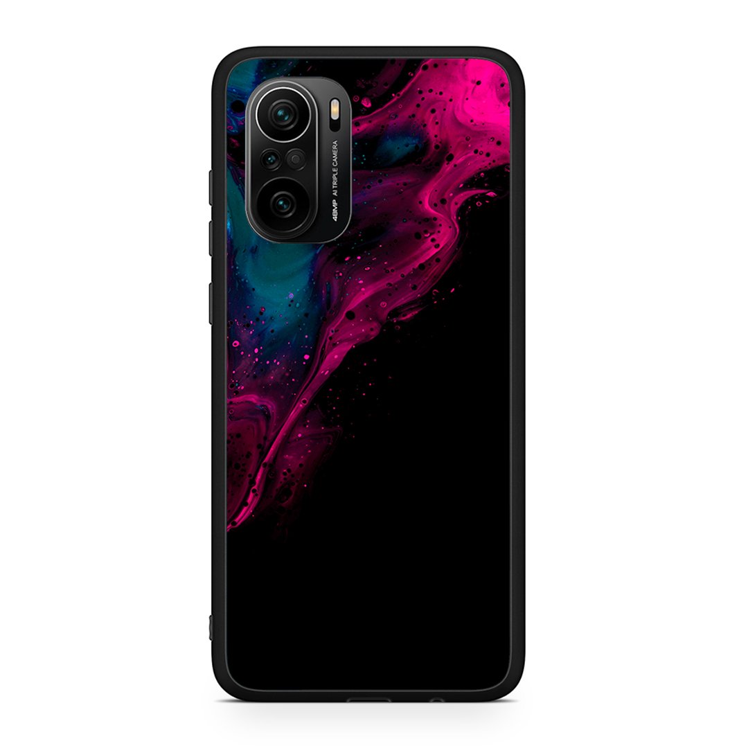 Xiaomi Poco F3 Pink Black Watercolor θήκη από τη Smartfits με σχέδιο στο πίσω μέρος και μαύρο περίβλημα | Smartphone case with colorful back and black bezels by Smartfits