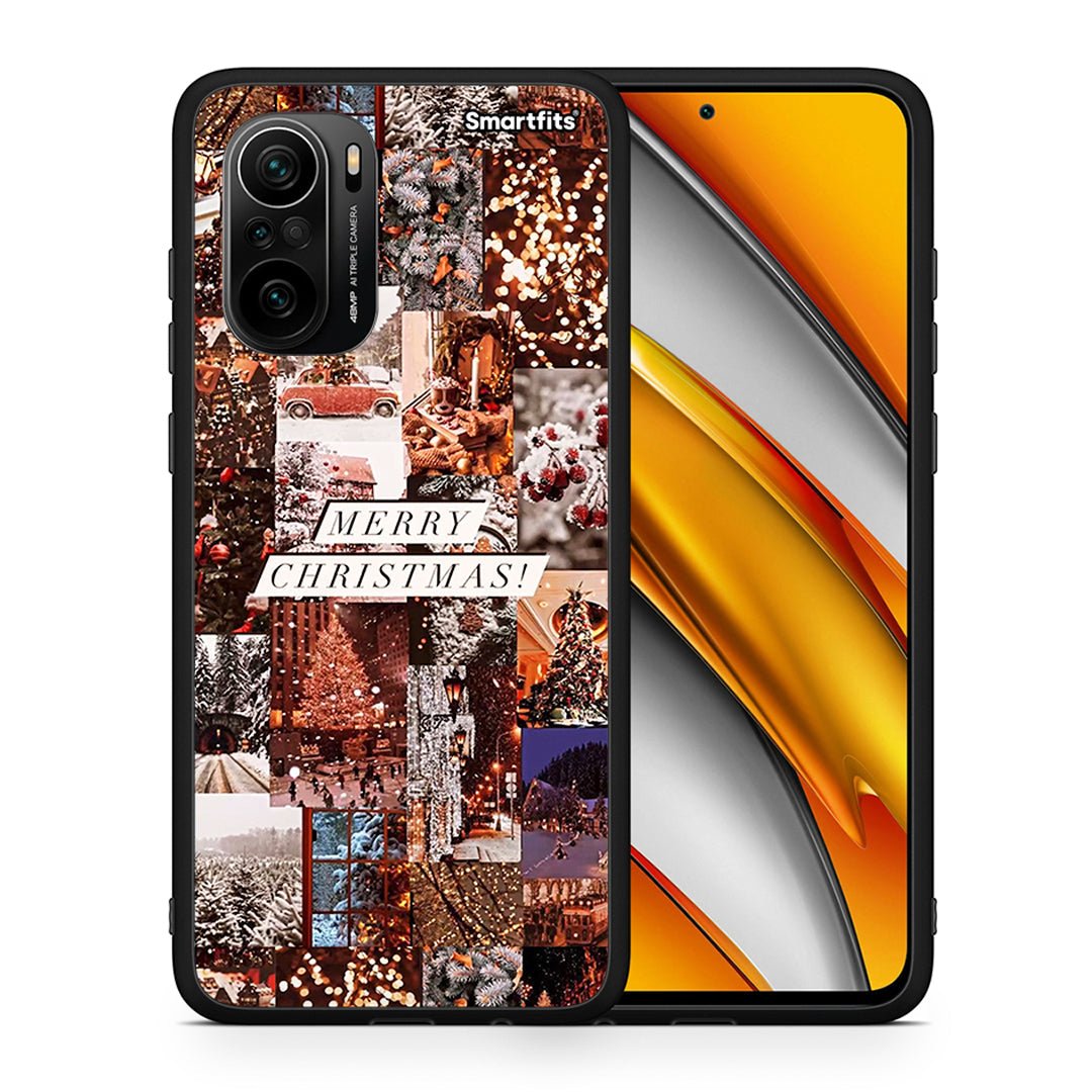 Θήκη Xiaomi Poco F3 Xmas Collage από τη Smartfits με σχέδιο στο πίσω μέρος και μαύρο περίβλημα | Xiaomi Poco F3 Xmas Collage case with colorful back and black bezels