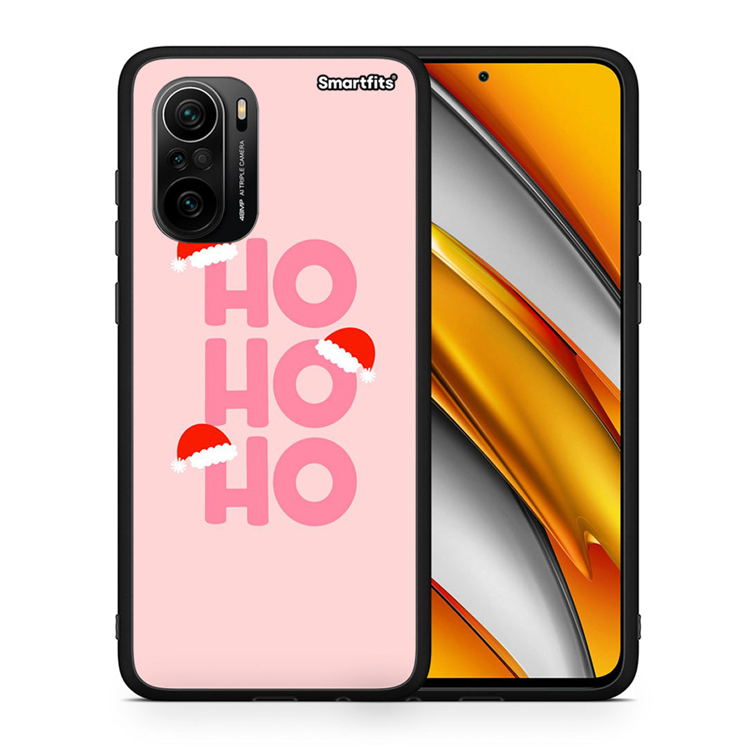 Θήκη Xiaomi Poco F3 Xmas Ho Ho Ho από τη Smartfits με σχέδιο στο πίσω μέρος και μαύρο περίβλημα | Xiaomi Poco F3 Xmas Ho Ho Ho case with colorful back and black bezels