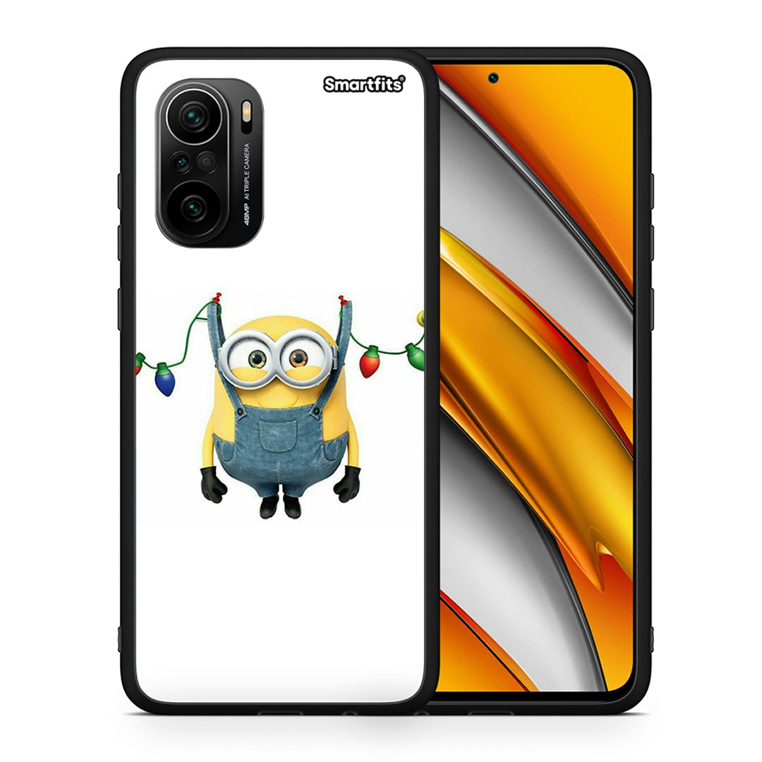 Θήκη Xiaomi Mi 11i Xmas Minion Lights από τη Smartfits με σχέδιο στο πίσω μέρος και μαύρο περίβλημα | Xiaomi Mi 11i Xmas Minion Lights case with colorful back and black bezels