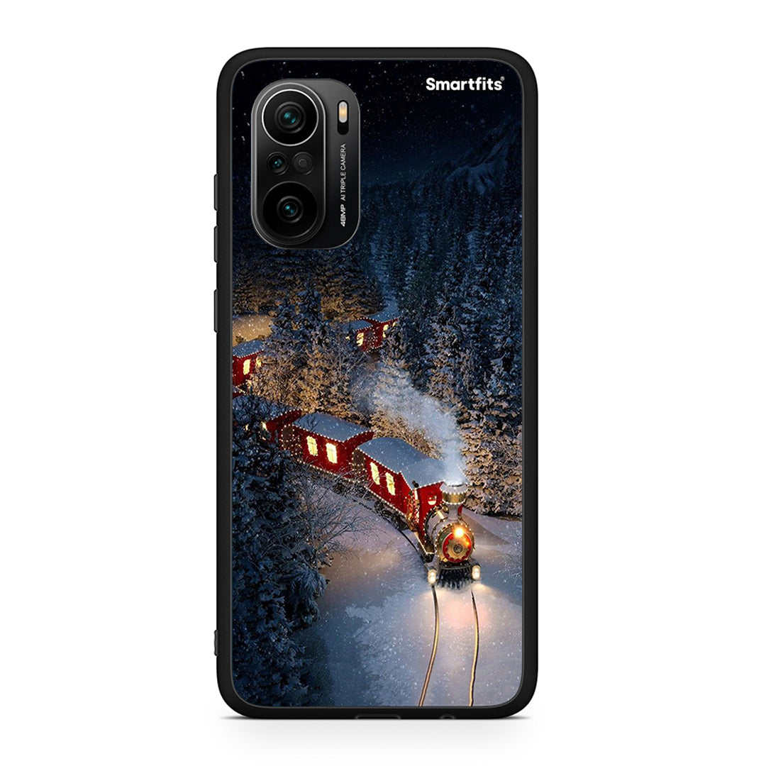 Xiaomi Poco F3 Xmas Train θήκη από τη Smartfits με σχέδιο στο πίσω μέρος και μαύρο περίβλημα | Smartphone case with colorful back and black bezels by Smartfits