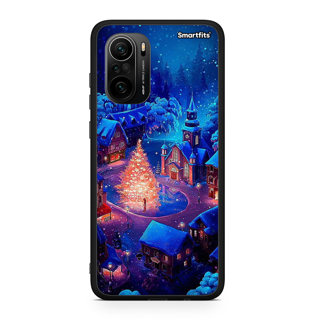 Xiaomi Poco F3 Xmas Village θήκη από τη Smartfits με σχέδιο στο πίσω μέρος και μαύρο περίβλημα | Smartphone case with colorful back and black bezels by Smartfits