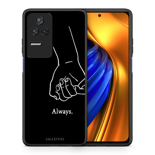Θήκη Αγίου Βαλεντίνου Xiaomi Poco F4 / Redmi K40S Always & Forever 2 από τη Smartfits με σχέδιο στο πίσω μέρος και μαύρο περίβλημα | Xiaomi Poco F4 / Redmi K40S Always & Forever 2 case with colorful back and black bezels