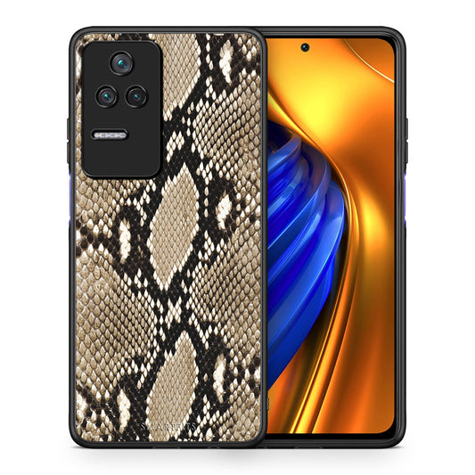 Θήκη Xiaomi Poco F4 / Redmi K40S Fashion Snake Animal από τη Smartfits με σχέδιο στο πίσω μέρος και μαύρο περίβλημα | Xiaomi Poco F4 / Redmi K40S Fashion Snake Animal case with colorful back and black bezels