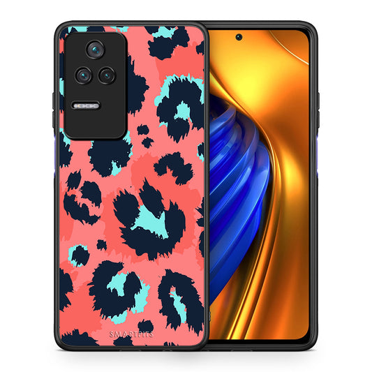 Θήκη Xiaomi Poco F4 / Redmi K40S Pink Leopard Animal από τη Smartfits με σχέδιο στο πίσω μέρος και μαύρο περίβλημα | Xiaomi Poco F4 / Redmi K40S Pink Leopard Animal case with colorful back and black bezels