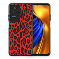 Thumbnail for Θήκη Xiaomi Poco F4 / Redmi K40S Red Leopard Animal από τη Smartfits με σχέδιο στο πίσω μέρος και μαύρο περίβλημα | Xiaomi Poco F4 / Redmi K40S Red Leopard Animal case with colorful back and black bezels
