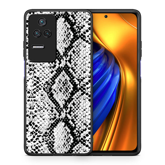 Θήκη Xiaomi Poco F4 / Redmi K40S White Snake Animal από τη Smartfits με σχέδιο στο πίσω μέρος και μαύρο περίβλημα | Xiaomi Poco F4 / Redmi K40S White Snake Animal case with colorful back and black bezels