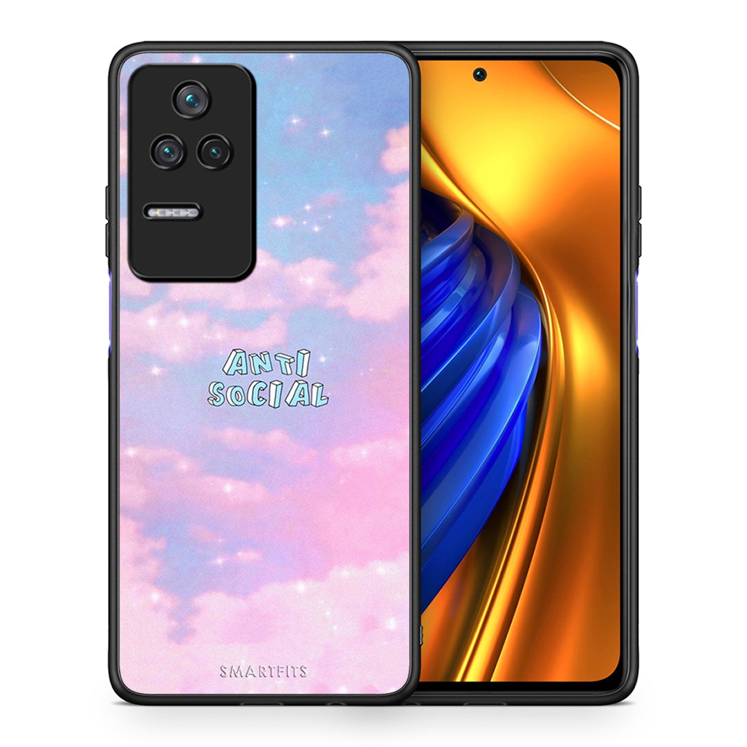 Θήκη Αγίου Βαλεντίνου Xiaomi Poco F4 / Redmi K40S Anti Social από τη Smartfits με σχέδιο στο πίσω μέρος και μαύρο περίβλημα | Xiaomi Poco F4 / Redmi K40S Anti Social case with colorful back and black bezels