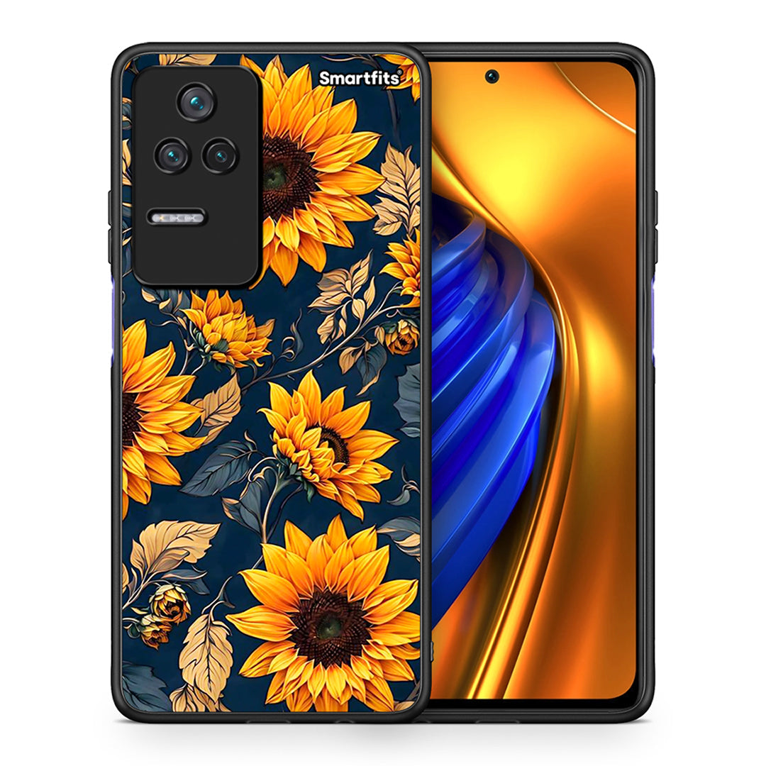 Θήκη Xiaomi Poco F4 / Redmi K40S Autumn Sunflowers από τη Smartfits με σχέδιο στο πίσω μέρος και μαύρο περίβλημα | Xiaomi Poco F4 / Redmi K40S Autumn Sunflowers case with colorful back and black bezels