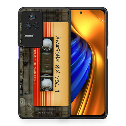 Θήκη Xiaomi Poco F4 / Redmi K40S Awesome Mix από τη Smartfits με σχέδιο στο πίσω μέρος και μαύρο περίβλημα | Xiaomi Poco F4 / Redmi K40S Awesome Mix case with colorful back and black bezels