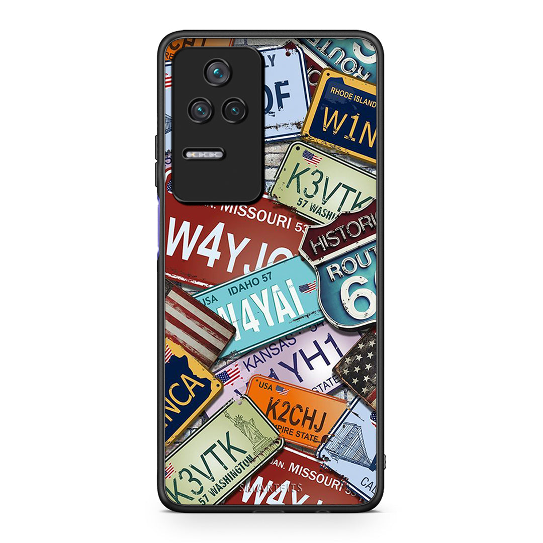 Xiaomi Poco F4 / Redmi K40S Car Plates θήκη από τη Smartfits με σχέδιο στο πίσω μέρος και μαύρο περίβλημα | Smartphone case with colorful back and black bezels by Smartfits