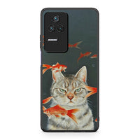 Thumbnail for Xiaomi Poco F4 / Redmi K40S Cat Goldfish θήκη από τη Smartfits με σχέδιο στο πίσω μέρος και μαύρο περίβλημα | Smartphone case with colorful back and black bezels by Smartfits