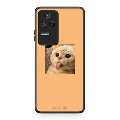Xiaomi Poco F4 / Redmi K40S Cat Tongue θήκη από τη Smartfits με σχέδιο στο πίσω μέρος και μαύρο περίβλημα | Smartphone case with colorful back and black bezels by Smartfits