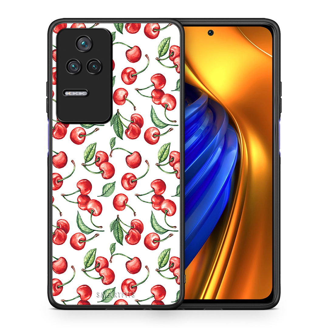 Θήκη Xiaomi Poco F4 / Redmi K40S Cherry Summer από τη Smartfits με σχέδιο στο πίσω μέρος και μαύρο περίβλημα | Xiaomi Poco F4 / Redmi K40S Cherry Summer case with colorful back and black bezels