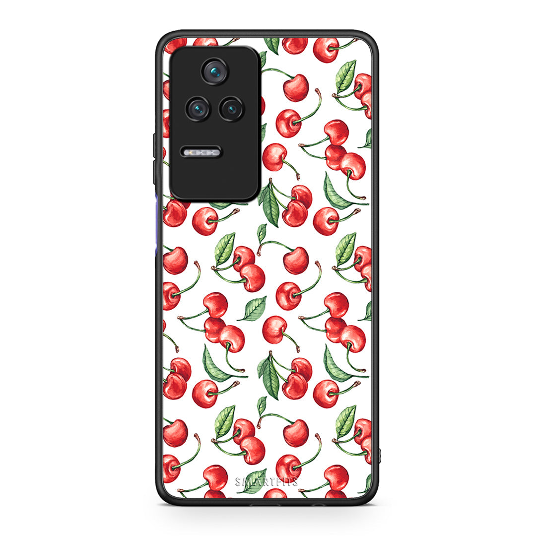 Xiaomi Poco F4 / Redmi K40S Cherry Summer θήκη από τη Smartfits με σχέδιο στο πίσω μέρος και μαύρο περίβλημα | Smartphone case with colorful back and black bezels by Smartfits