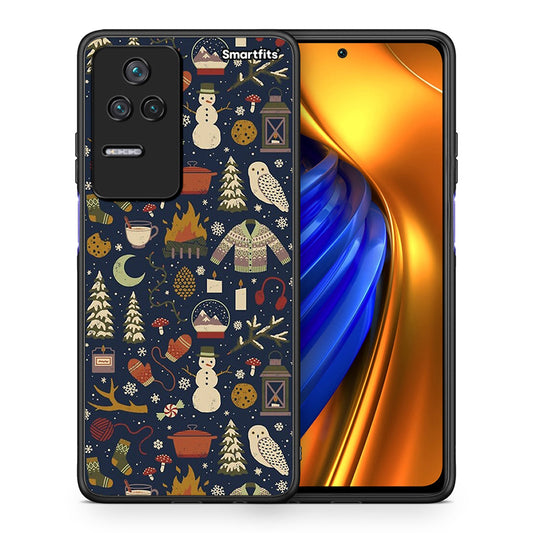 Θήκη Xiaomi Poco F4 / Redmi K40S Christmas Elements από τη Smartfits με σχέδιο στο πίσω μέρος και μαύρο περίβλημα | Xiaomi Poco F4 / Redmi K40S Christmas Elements case with colorful back and black bezels