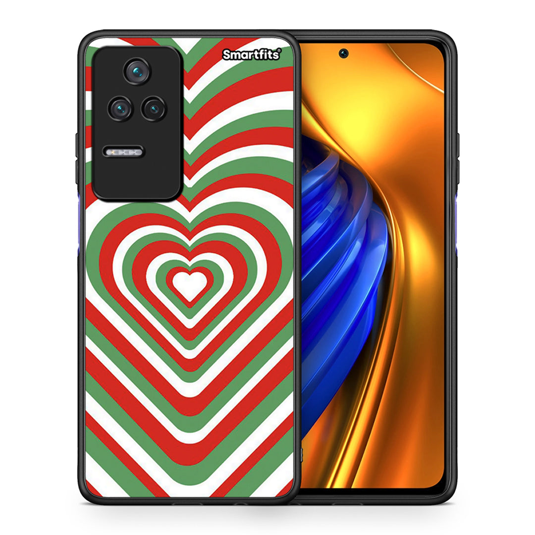 Θήκη Xiaomi Poco F4 / Redmi K40S Christmas Hearts από τη Smartfits με σχέδιο στο πίσω μέρος και μαύρο περίβλημα | Xiaomi Poco F4 / Redmi K40S Christmas Hearts case with colorful back and black bezels