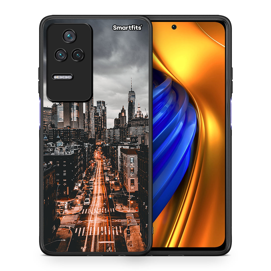 Θήκη Xiaomi Poco F4 / Redmi K40S City Lights από τη Smartfits με σχέδιο στο πίσω μέρος και μαύρο περίβλημα | Xiaomi Poco F4 / Redmi K40S City Lights case with colorful back and black bezels