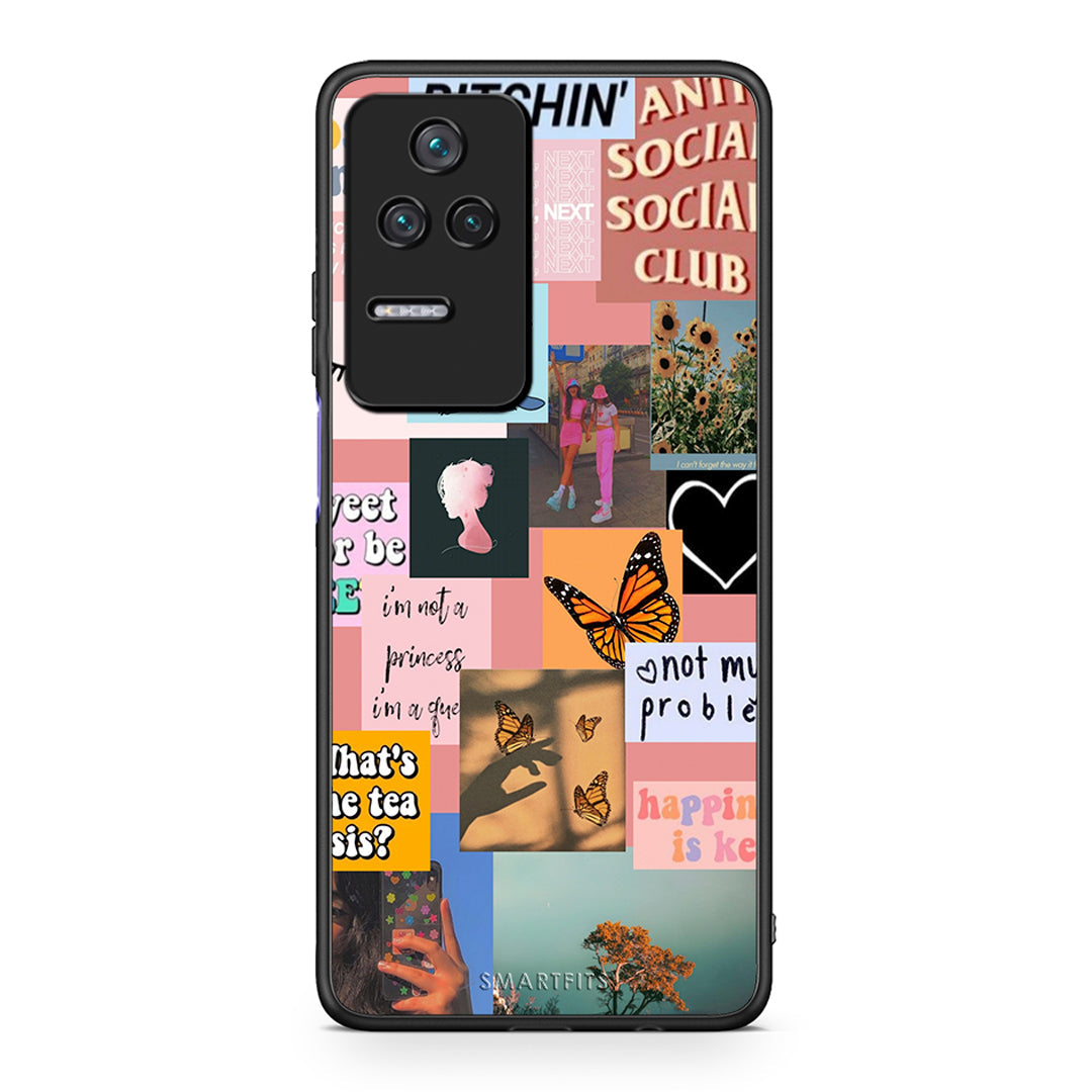 Xiaomi Poco F4 / Redmi K40S Collage Bitchin Θήκη Αγίου Βαλεντίνου από τη Smartfits με σχέδιο στο πίσω μέρος και μαύρο περίβλημα | Smartphone case with colorful back and black bezels by Smartfits