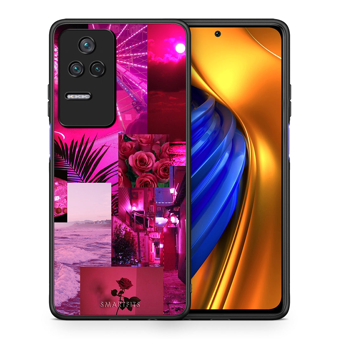 Θήκη Αγίου Βαλεντίνου Xiaomi Poco F4 / Redmi K40S Collage Red Roses από τη Smartfits με σχέδιο στο πίσω μέρος και μαύρο περίβλημα | Xiaomi Poco F4 / Redmi K40S Collage Red Roses case with colorful back and black bezels