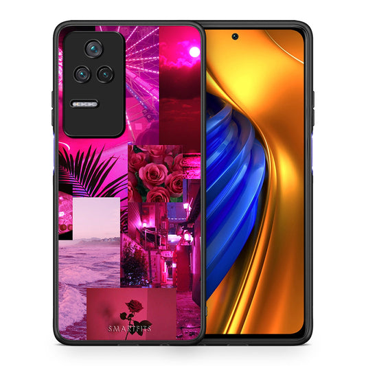 Θήκη Αγίου Βαλεντίνου Xiaomi Poco F4 / Redmi K40S Collage Red Roses από τη Smartfits με σχέδιο στο πίσω μέρος και μαύρο περίβλημα | Xiaomi Poco F4 / Redmi K40S Collage Red Roses case with colorful back and black bezels