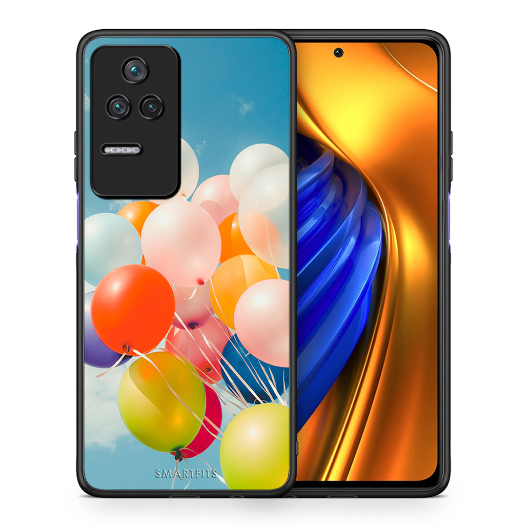 Θήκη Xiaomi Poco F4 / Redmi K40S Colorful Balloons από τη Smartfits με σχέδιο στο πίσω μέρος και μαύρο περίβλημα | Xiaomi Poco F4 / Redmi K40S Colorful Balloons case with colorful back and black bezels