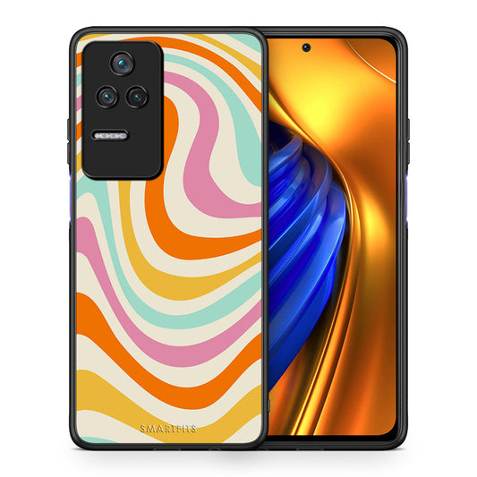 Θήκη Xiaomi Poco F4 / Redmi K40S Colourful Waves από τη Smartfits με σχέδιο στο πίσω μέρος και μαύρο περίβλημα | Xiaomi Poco F4 / Redmi K40S Colourful Waves case with colorful back and black bezels