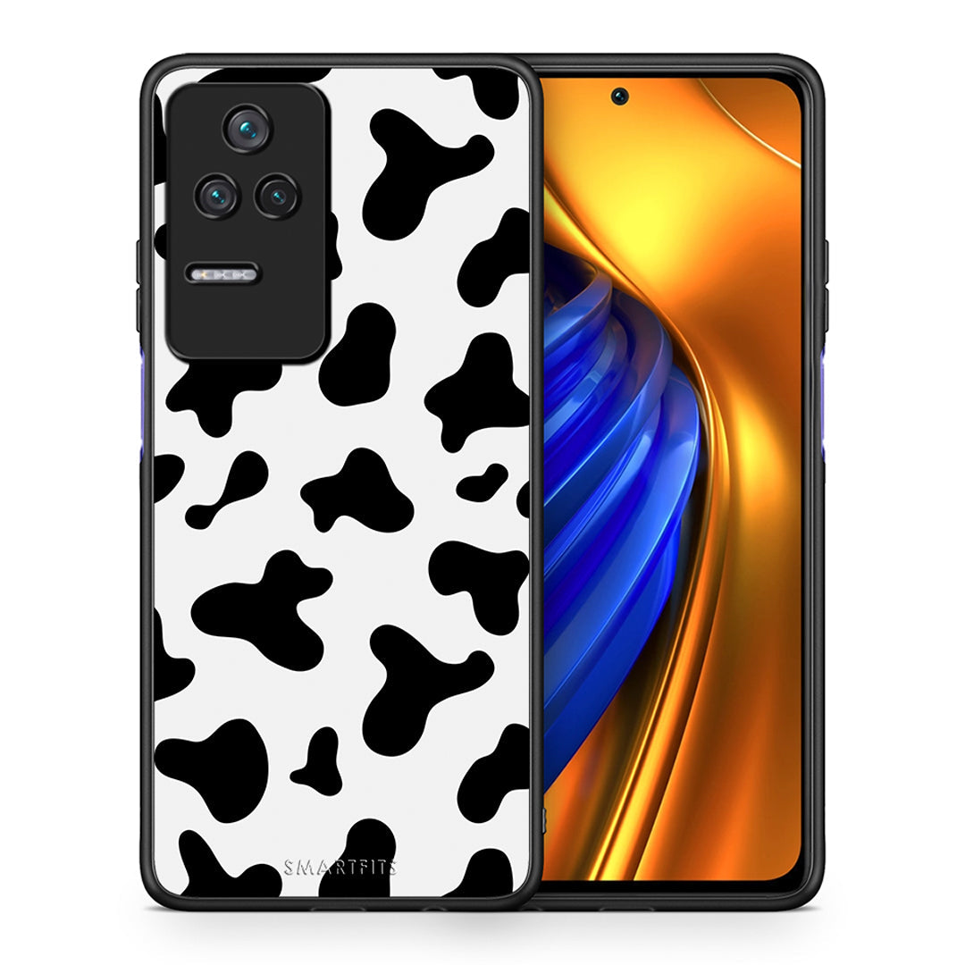 Θήκη Xiaomi Poco F4 / Redmi K40S Cow Print από τη Smartfits με σχέδιο στο πίσω μέρος και μαύρο περίβλημα | Xiaomi Poco F4 / Redmi K40S Cow Print case with colorful back and black bezels