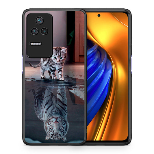 Θήκη Xiaomi Poco F4 / Redmi K40S Tiger Cute από τη Smartfits με σχέδιο στο πίσω μέρος και μαύρο περίβλημα | Xiaomi Poco F4 / Redmi K40S Tiger Cute case with colorful back and black bezels