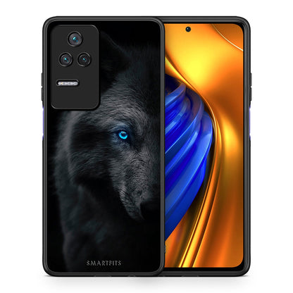 Θήκη Xiaomi Poco F4 / Redmi K40S Dark Wolf από τη Smartfits με σχέδιο στο πίσω μέρος και μαύρο περίβλημα | Xiaomi Poco F4 / Redmi K40S Dark Wolf case with colorful back and black bezels