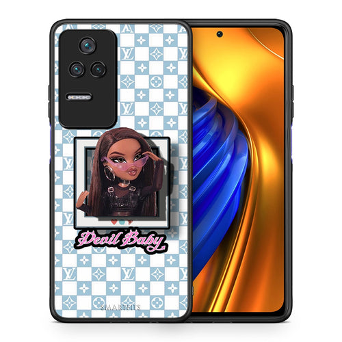 Θήκη Αγίου Βαλεντίνου Xiaomi Poco F4 / Redmi K40S Devil Baby από τη Smartfits με σχέδιο στο πίσω μέρος και μαύρο περίβλημα | Xiaomi Poco F4 / Redmi K40S Devil Baby case with colorful back and black bezels