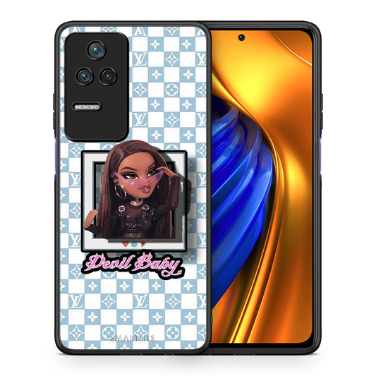 Θήκη Αγίου Βαλεντίνου Xiaomi Poco F4 / Redmi K40S Devil Baby από τη Smartfits με σχέδιο στο πίσω μέρος και μαύρο περίβλημα | Xiaomi Poco F4 / Redmi K40S Devil Baby case with colorful back and black bezels