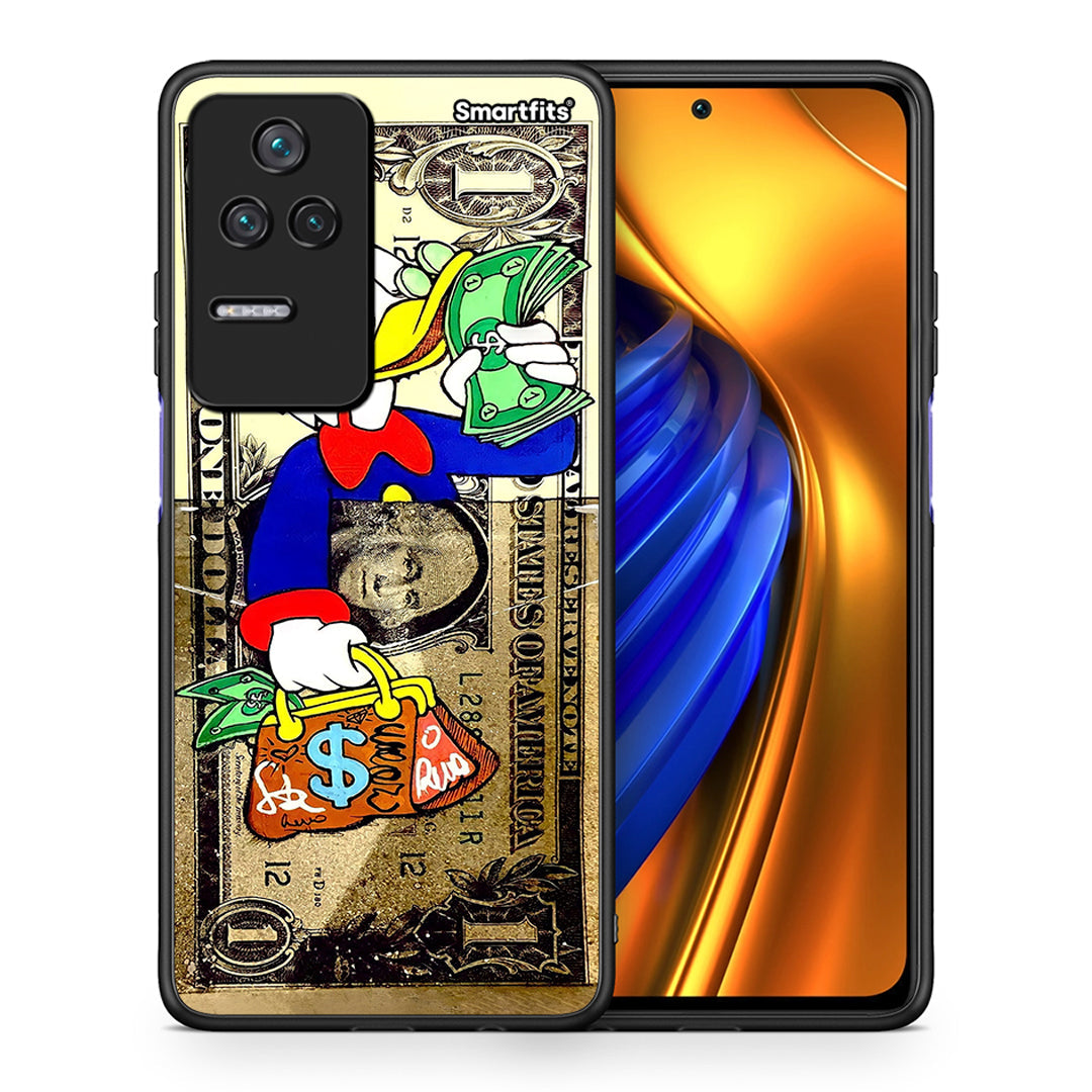 Θήκη Xiaomi Poco F4 / Redmi K40S Duck Money από τη Smartfits με σχέδιο στο πίσω μέρος και μαύρο περίβλημα | Xiaomi Poco F4 / Redmi K40S Duck Money case with colorful back and black bezels