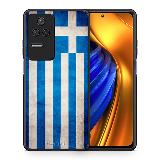 Θήκη Xiaomi Poco F4 / Redmi K40S Greek Flag από τη Smartfits με σχέδιο στο πίσω μέρος και μαύρο περίβλημα | Xiaomi Poco F4 / Redmi K40S Greek Flag case with colorful back and black bezels