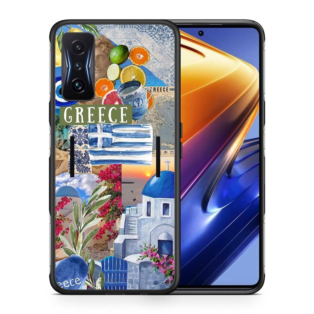 Θήκη Xiaomi Poco F4 GT All Greek από τη Smartfits με σχέδιο στο πίσω μέρος και μαύρο περίβλημα | Xiaomi Poco F4 GT All Greek case with colorful back and black bezels