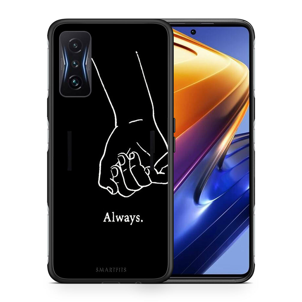 Θήκη Αγίου Βαλεντίνου Xiaomi Poco F4 GT Always & Forever 1 από τη Smartfits με σχέδιο στο πίσω μέρος και μαύρο περίβλημα | Xiaomi Poco F4 GT Always & Forever 1 case with colorful back and black bezels