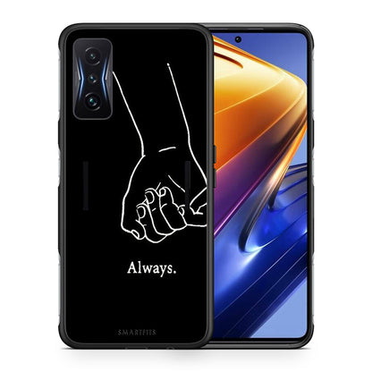 Θήκη Αγίου Βαλεντίνου Xiaomi Poco F4 GT Always & Forever 1 από τη Smartfits με σχέδιο στο πίσω μέρος και μαύρο περίβλημα | Xiaomi Poco F4 GT Always & Forever 1 case with colorful back and black bezels