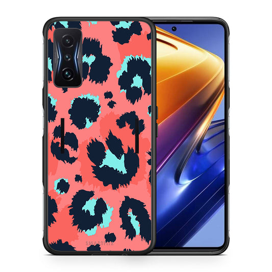 Θήκη Xiaomi Poco F4 GT Pink Leopard Animal από τη Smartfits με σχέδιο στο πίσω μέρος και μαύρο περίβλημα | Xiaomi Poco F4 GT Pink Leopard Animal case with colorful back and black bezels
