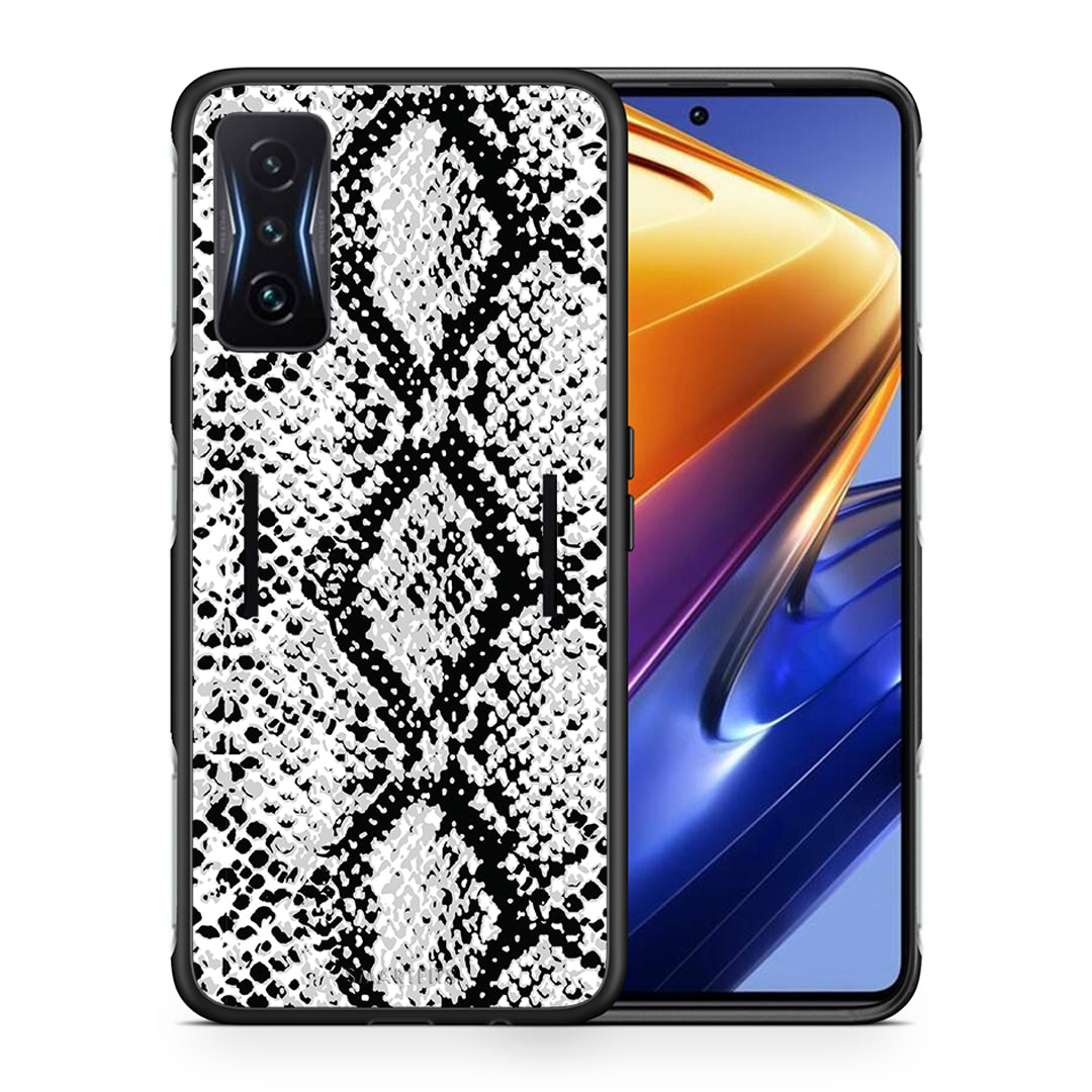 Θήκη Xiaomi Poco F4 GT White Snake Animal από τη Smartfits με σχέδιο στο πίσω μέρος και μαύρο περίβλημα | Xiaomi Poco F4 GT White Snake Animal case with colorful back and black bezels