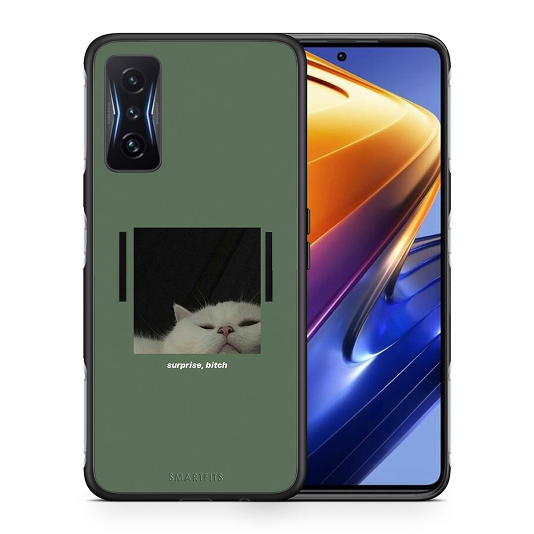 Θήκη Xiaomi Poco F4 GT Bitch Surprise από τη Smartfits με σχέδιο στο πίσω μέρος και μαύρο περίβλημα | Xiaomi Poco F4 GT Bitch Surprise case with colorful back and black bezels
