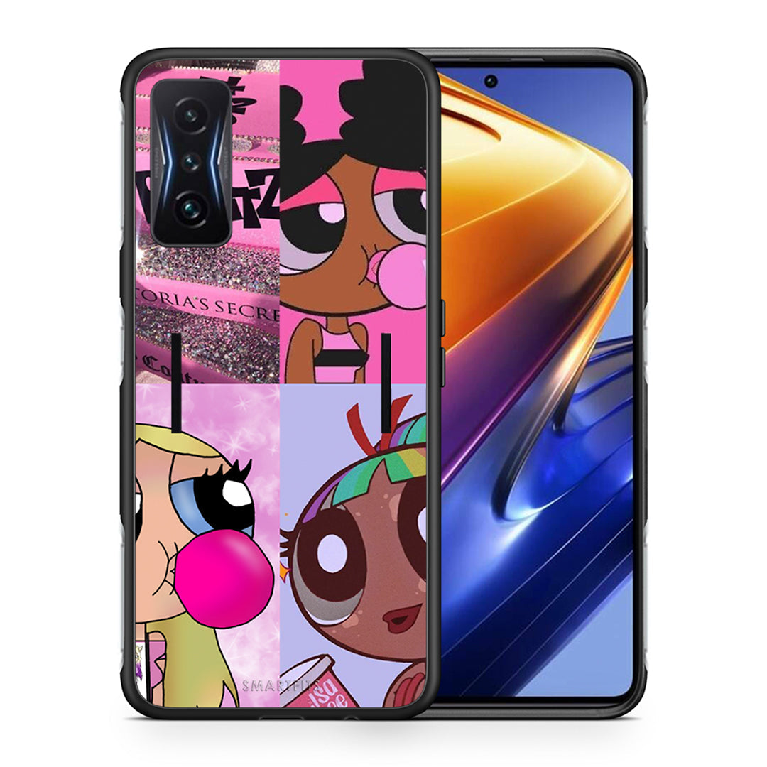 Θήκη Αγίου Βαλεντίνου Xiaomi Poco F4 GT Bubble Girls από τη Smartfits με σχέδιο στο πίσω μέρος και μαύρο περίβλημα | Xiaomi Poco F4 GT Bubble Girls case with colorful back and black bezels