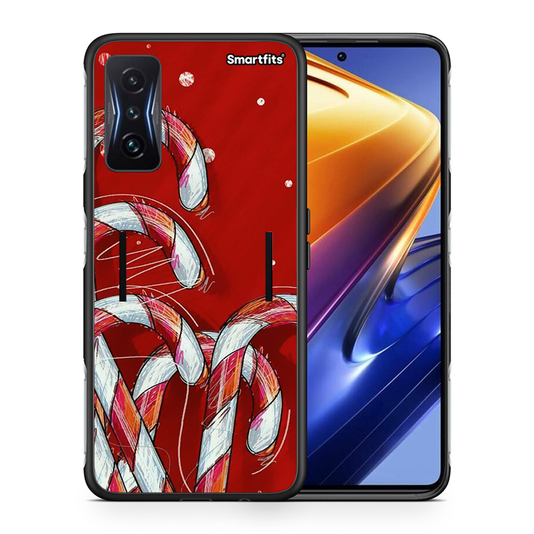 Θήκη Xiaomi Poco F4 GT Candy Cane από τη Smartfits με σχέδιο στο πίσω μέρος και μαύρο περίβλημα | Xiaomi Poco F4 GT Candy Cane case with colorful back and black bezels
