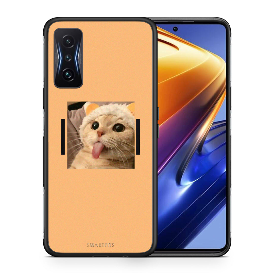 Θήκη Xiaomi Poco F4 GT Cat Tongue από τη Smartfits με σχέδιο στο πίσω μέρος και μαύρο περίβλημα | Xiaomi Poco F4 GT Cat Tongue case with colorful back and black bezels